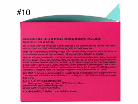 Bring Green Tea Tree Cica Trouble Soothing Toner Pad Pink Edition - Box of 40 (Wholesale)