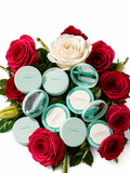 Bring Green Tea Tree Cica Sun Cushion open compacts displayed with roses - lifestyle product shot