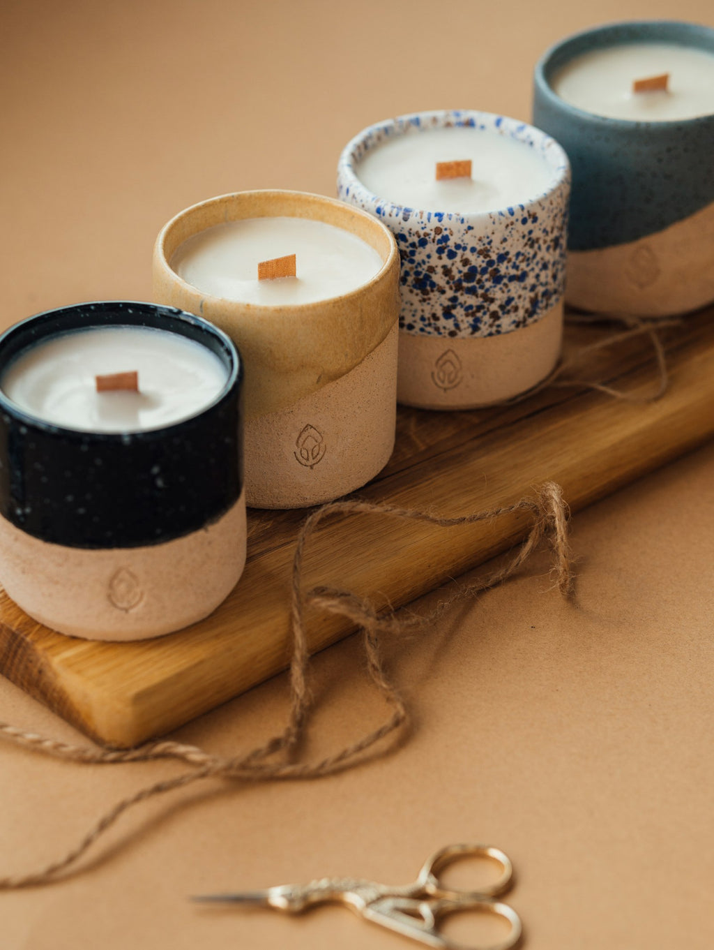 Soy candles in ceramic vessels
