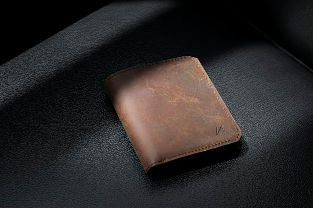 Brown leather bifold wallet
