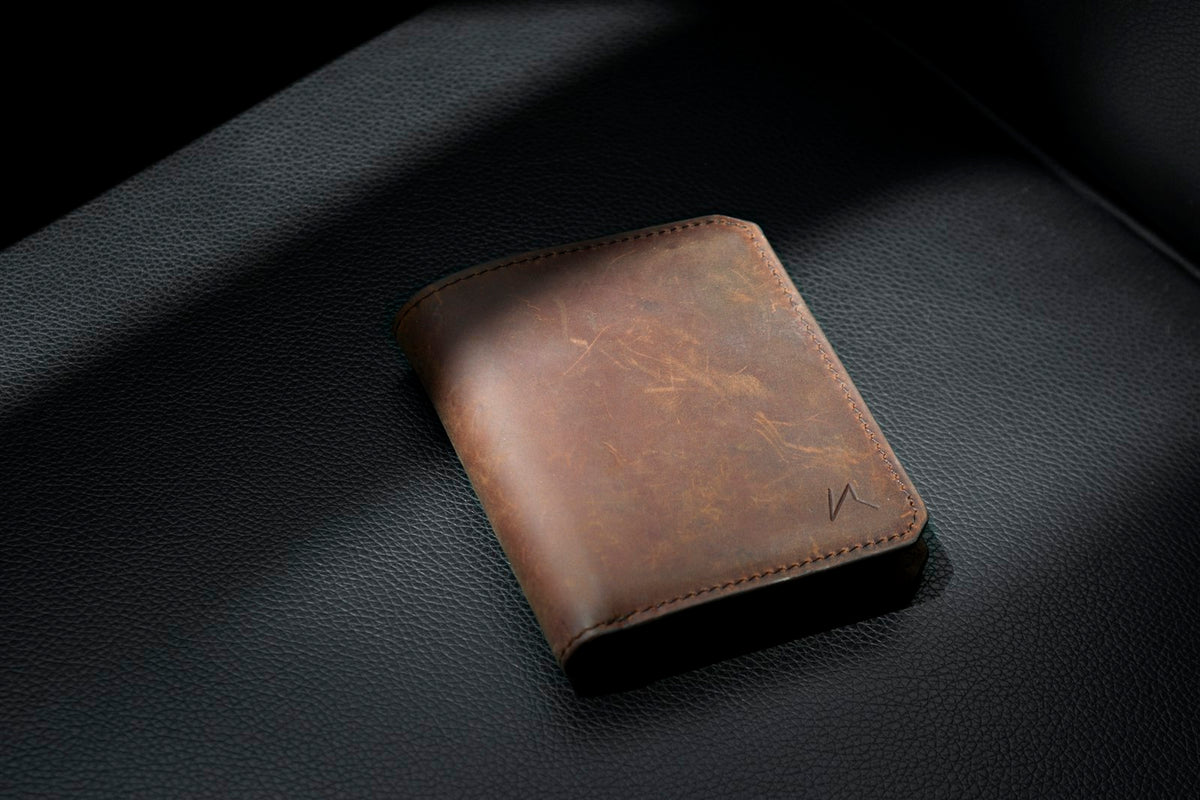 Brown leather bifold wallet