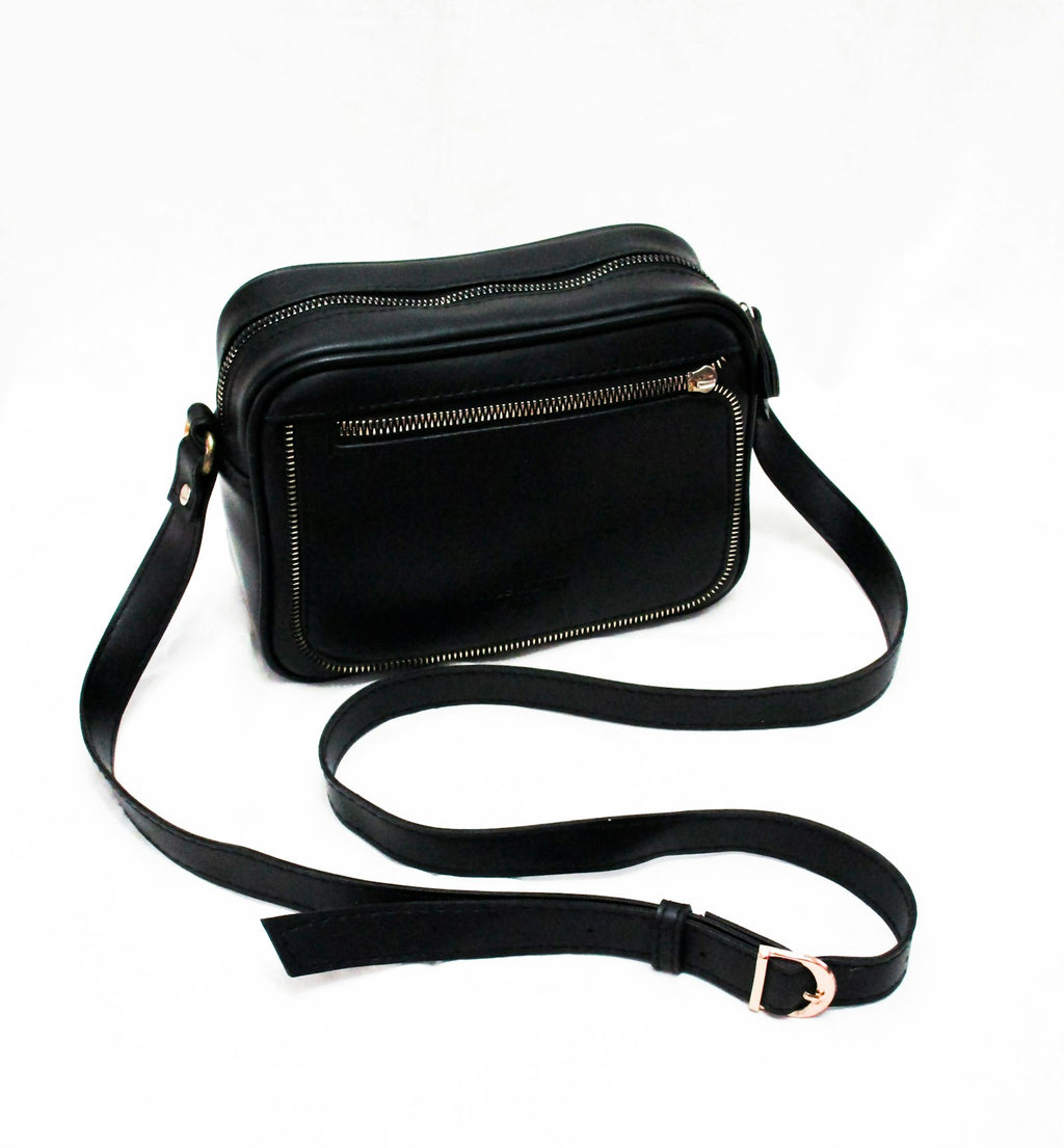 Black leather crossbody bag