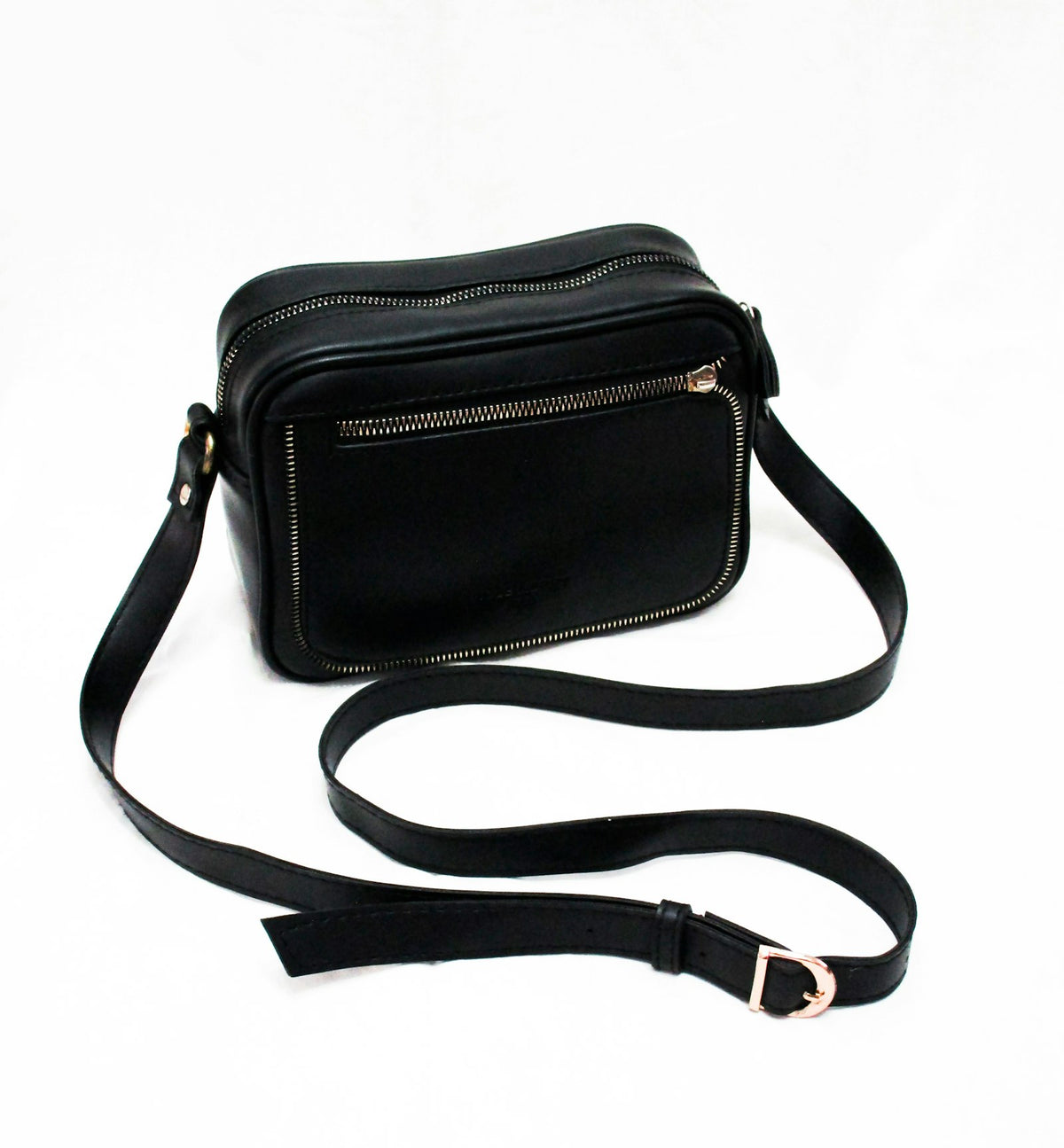 Black leather crossbody bag