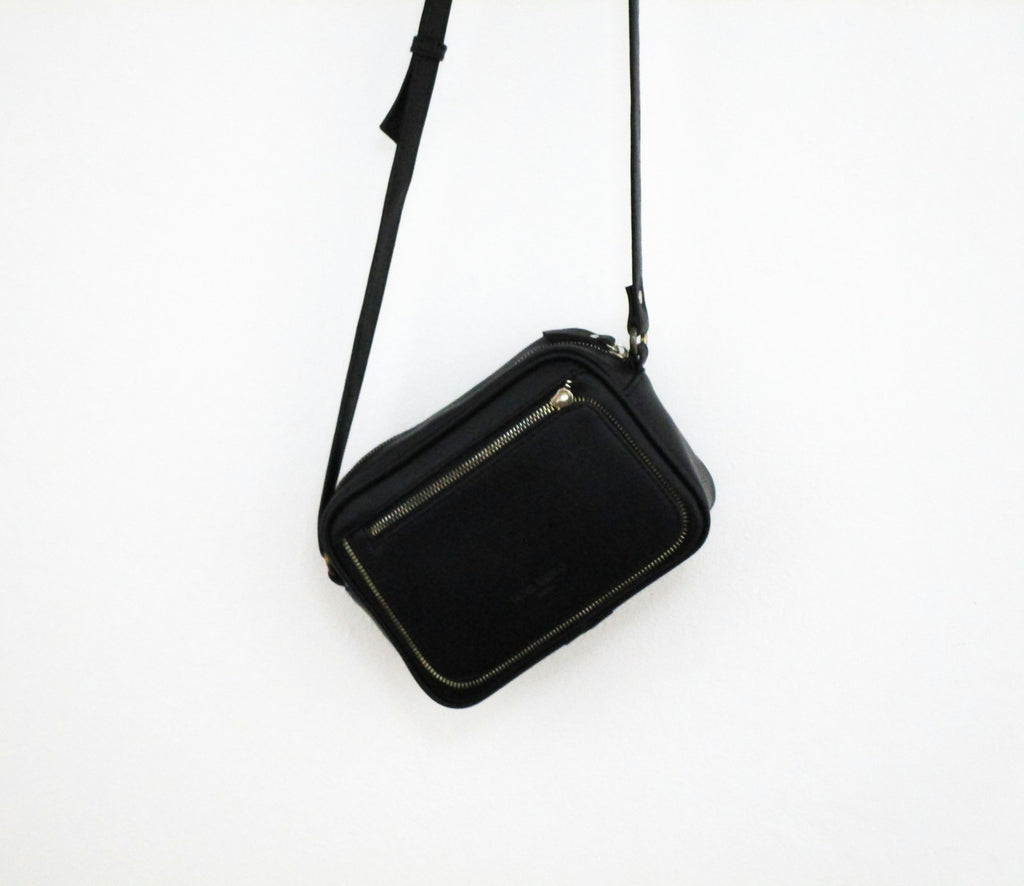 Black leather crossbody bag