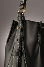 Black leather bucket bag