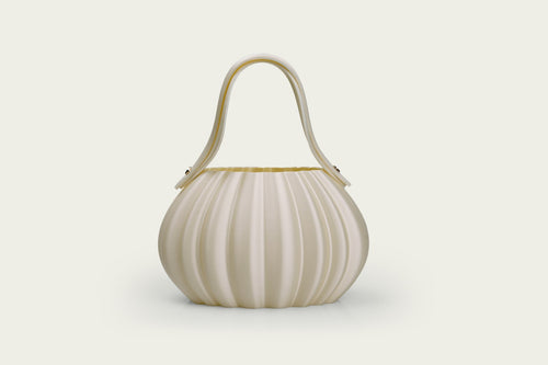 Pleated evening clutch in ivory